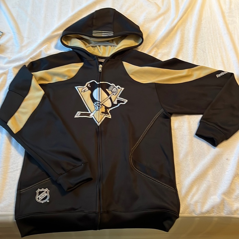 Reebok Authentic NHL Pittsburgh Penguins Patch Youth Large (14/16) Zip-Up Hoodie
